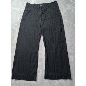 Anthropologie Maeve The Colette Cropped Wide-Leg Linen Blend Pants Black Size 32